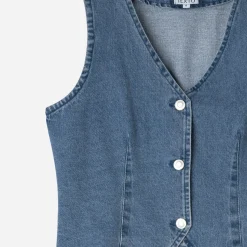 Texto T-Shirts^Gilet sans manches en jean BLEU