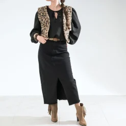 Texto Vestes & Gilets^Gilet à motif léopard MARRON