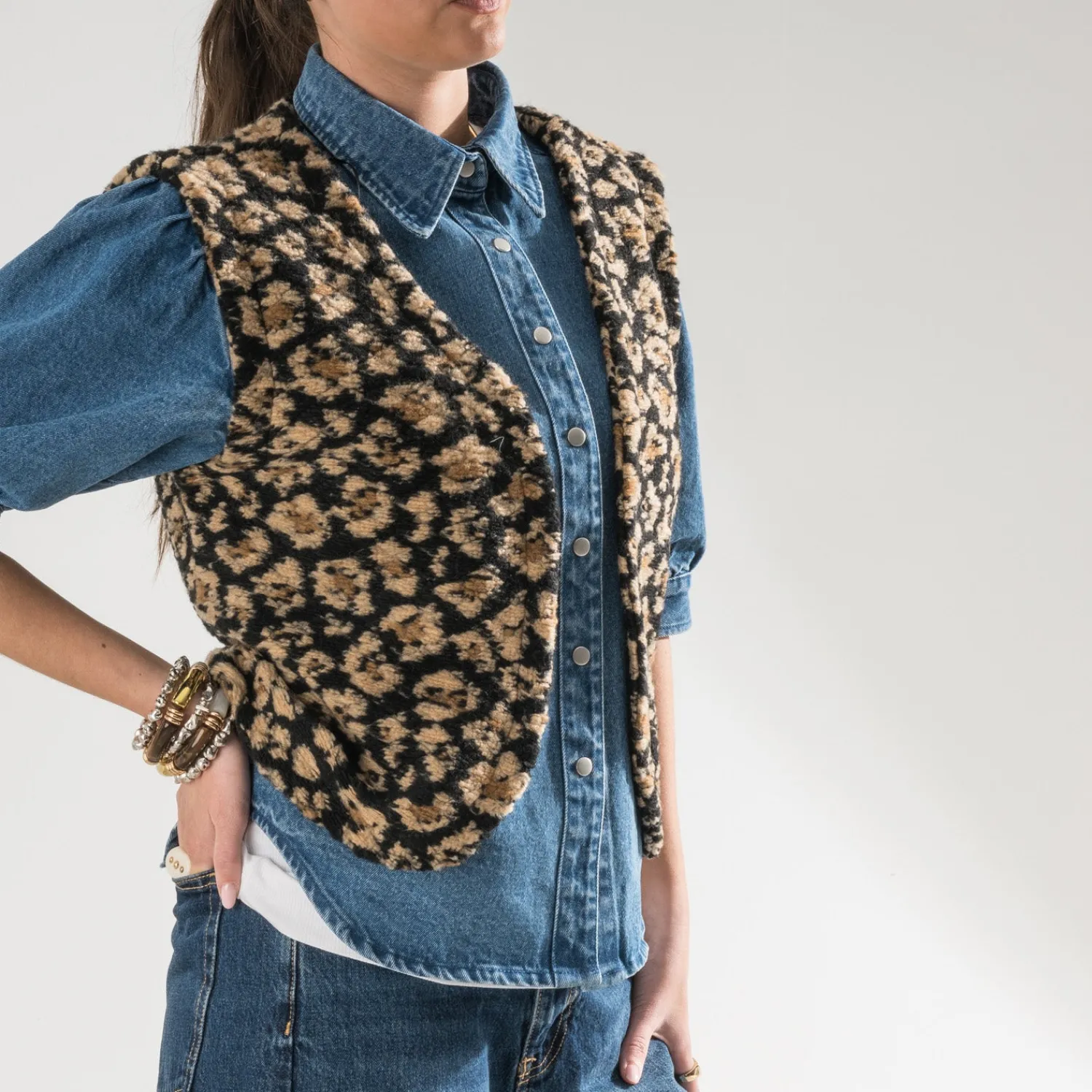 Texto Vestes & Gilets^Gilet à motif léopard NOIR