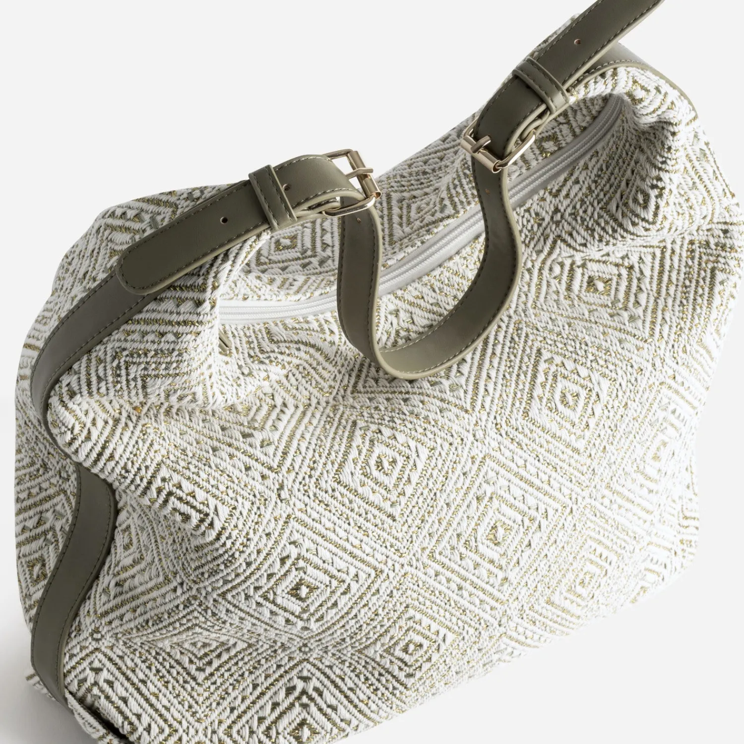 Eram Sacs Cabas^Grand sac brodé KAKI