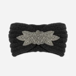 Texto Chapeaux, Bonnets & Casquettes^Headband-bijou en maille NOIR