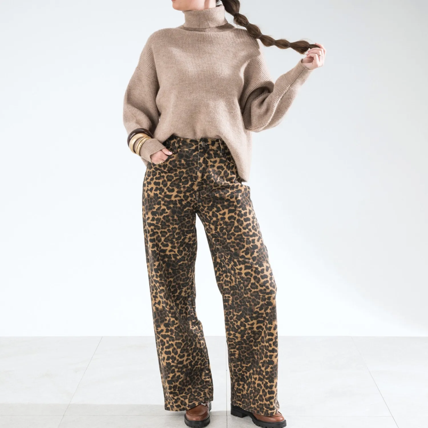 Texto Pantalons & Jeans^Jean à imprimé léopard MARRON
