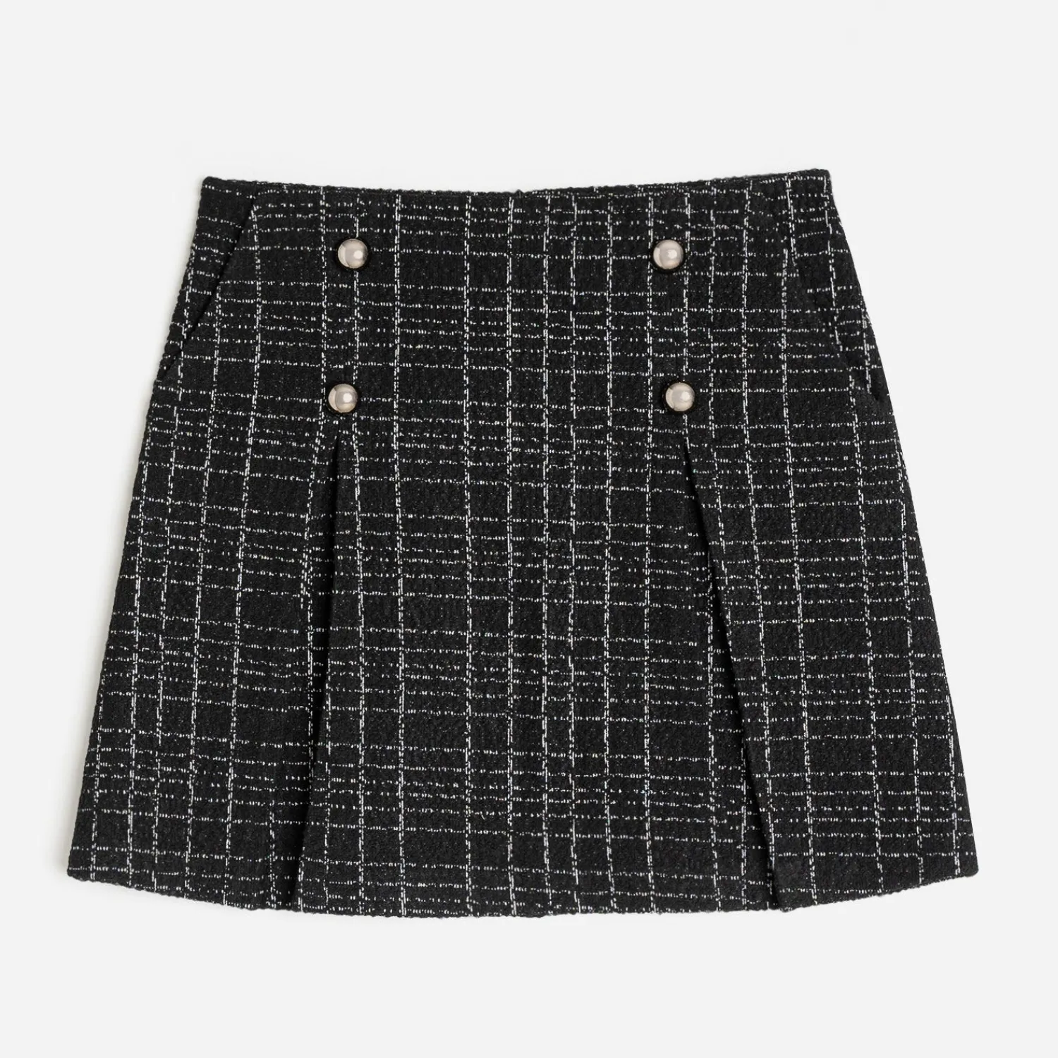 Texto Jupes^Jupe courte à pont e façon tweed NOIR