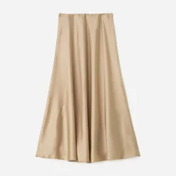 Texto Jupes^Jupe longue beige satinée BEIGE FONCE