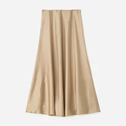Texto Jupes^Jupe longue beige satinée BEIGE FONCE