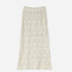 Texto Jupes^Jupe longue écrue dentelle façon crochet ECRU
