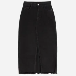 Texto Jupes^Jupe longue en jean NOIR