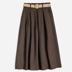 Texto Jupes^Jupe midi avec ceinture MARRON