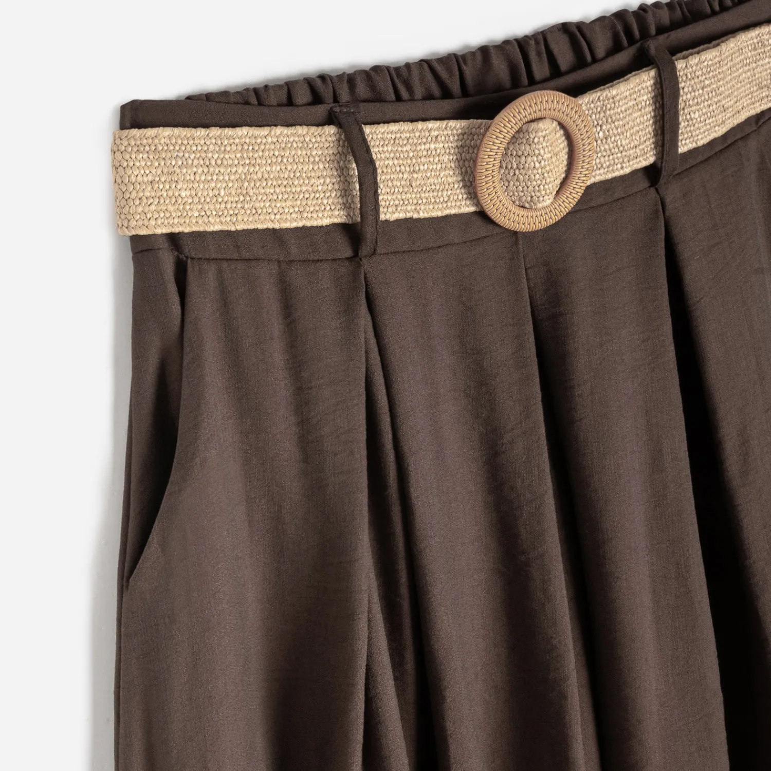 Texto Jupes^Jupe midi avec ceinture MARRON