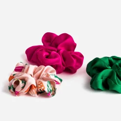 Texto Accessoires^Lot de 3 chouchous fuchsia, vert, imprimé MULTICOLORE