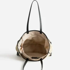 Texto Sacs Cabas^Maxi cabas paille papier et noir BEIGE