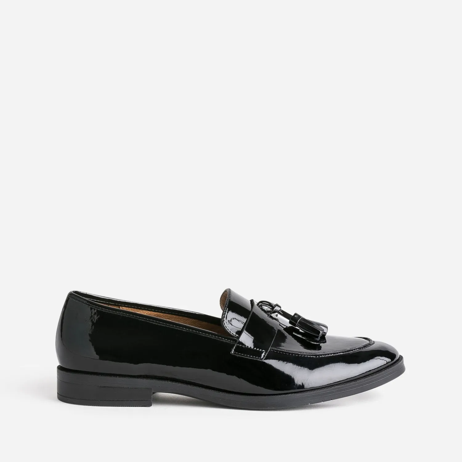 Eram Flex Mocassins/Slippers^Mocassin à glands verni en cuir NOIR