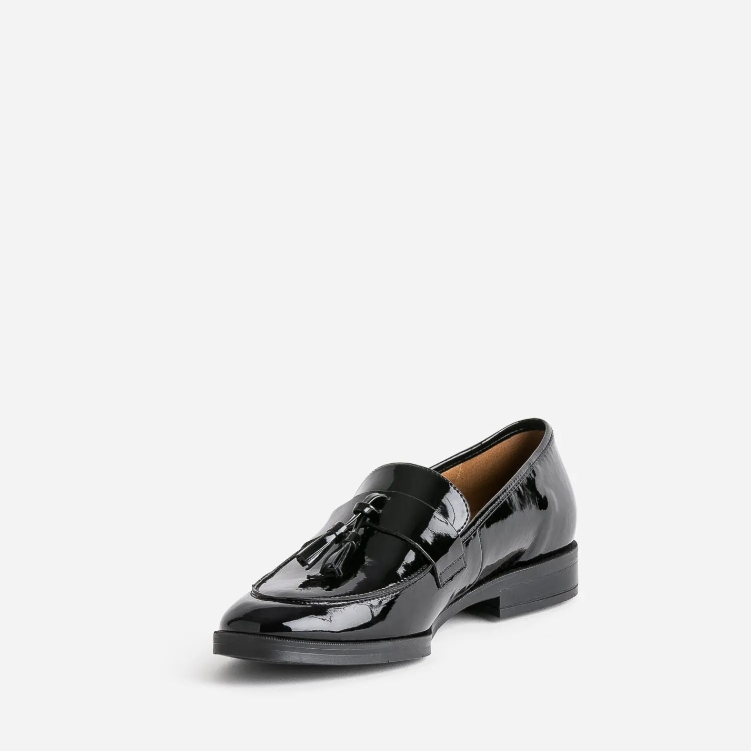 Eram Flex Mocassins/Slippers^Mocassin à glands verni en cuir NOIR