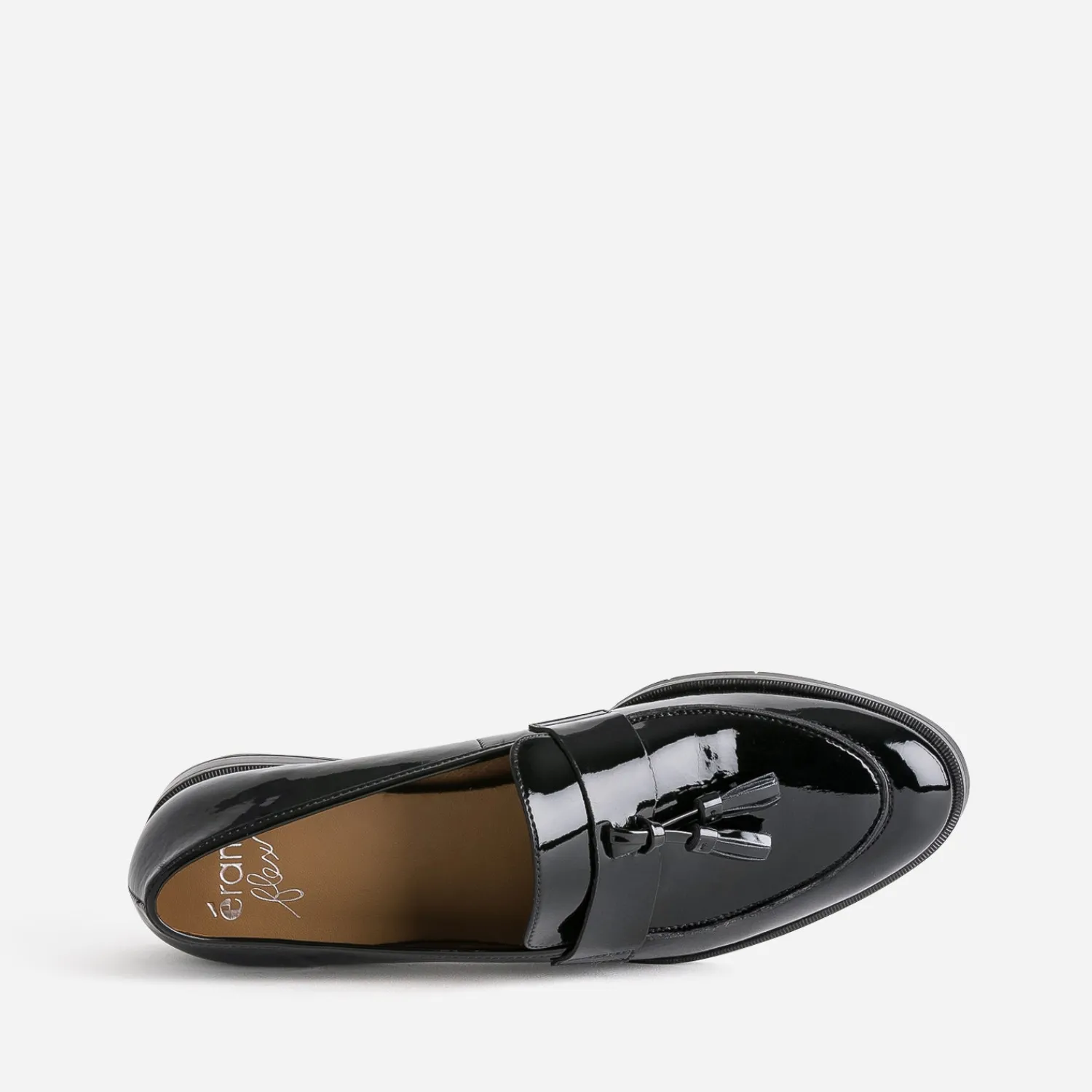 Eram Flex Mocassins/Slippers^Mocassin à glands verni en cuir NOIR