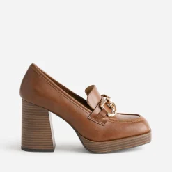 Eram Escarpins^Mocassin à talon éco-conçu avec maxi chaîne CAMEL