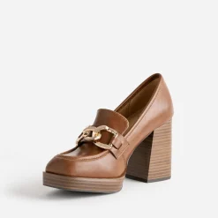 Eram Escarpins^Mocassin à talon éco-conçu avec maxi chaîne CAMEL