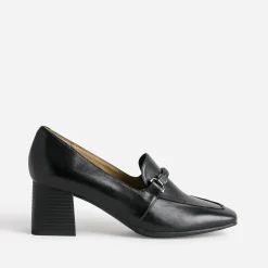 Caprice Escarpins^Mocassin à talon en cuir NOIR