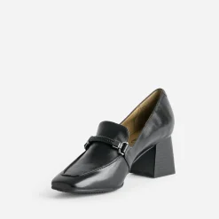 Caprice Escarpins^Mocassin à talon en cuir NOIR