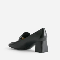 Caprice Escarpins^Mocassin à talon en cuir NOIR