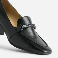 Caprice Escarpins^Mocassin à talon en cuir NOIR