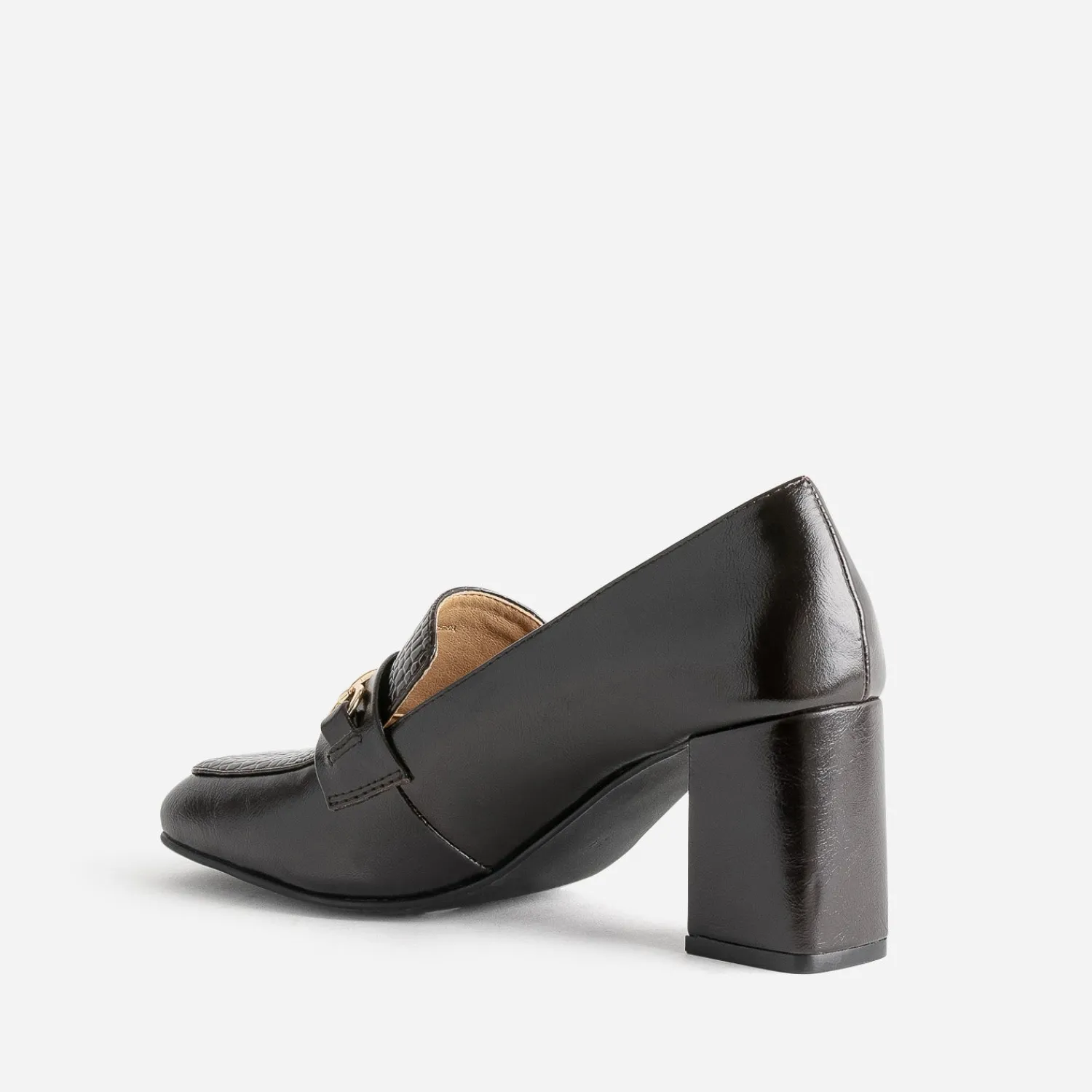 Eram Escarpins^Mocassin à talon verni MARRON