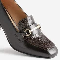 Eram Escarpins^Mocassin à talon verni MARRON