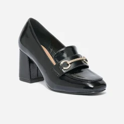 Eram Escarpins^Mocassin à talon verni NOIR