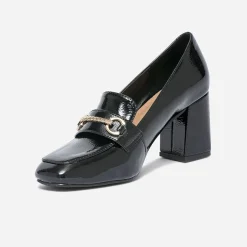 Eram Escarpins^Mocassin à talon verni NOIR
