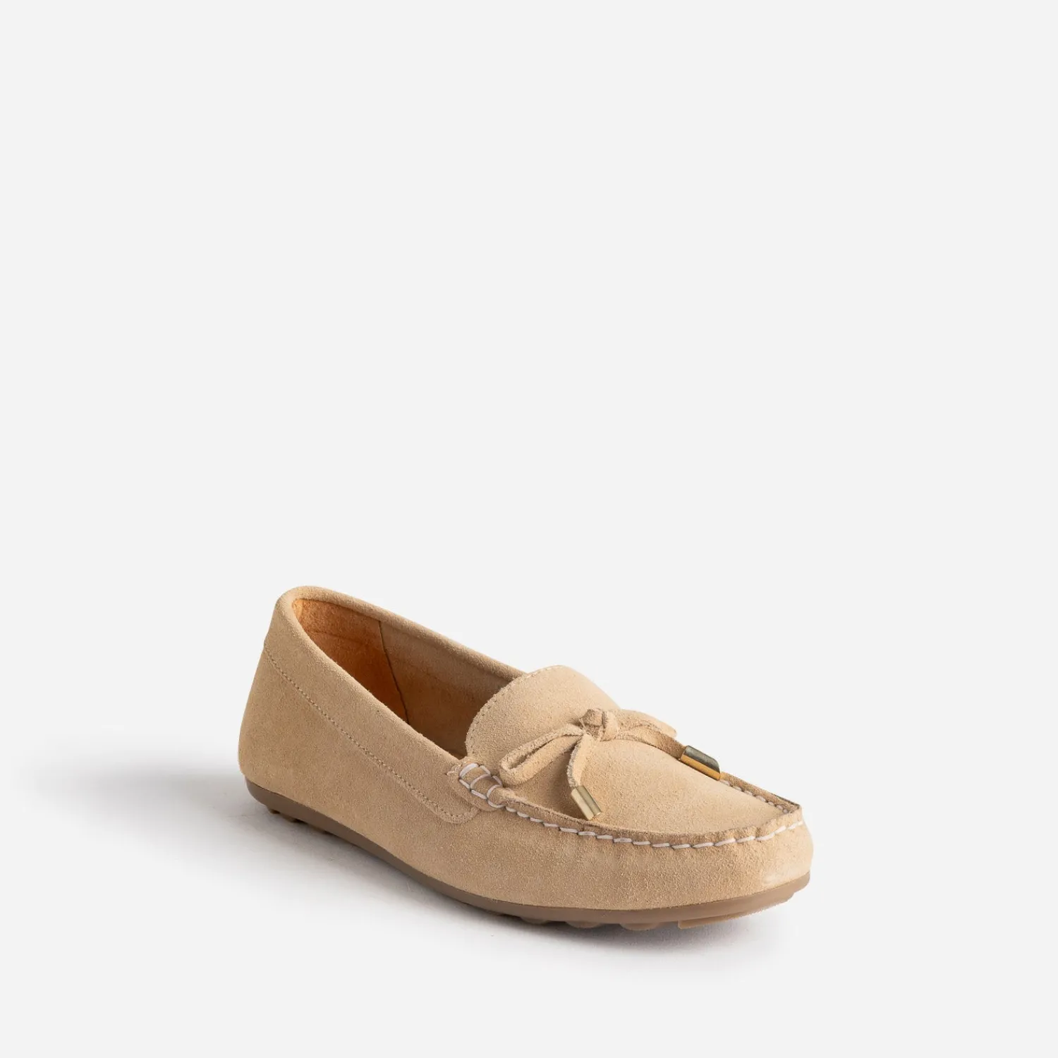 Eram Mocassins/Slippers^Mocassin cuir velours petit nœud BEIGE