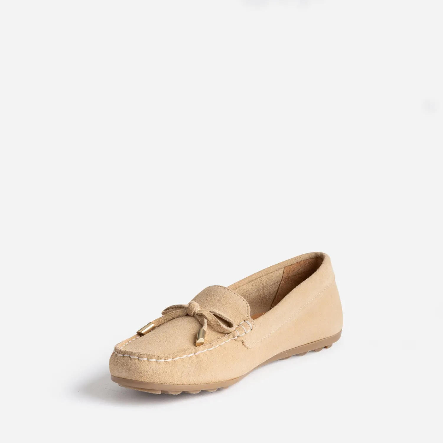 Eram Mocassins/Slippers^Mocassin cuir velours petit nœud BEIGE