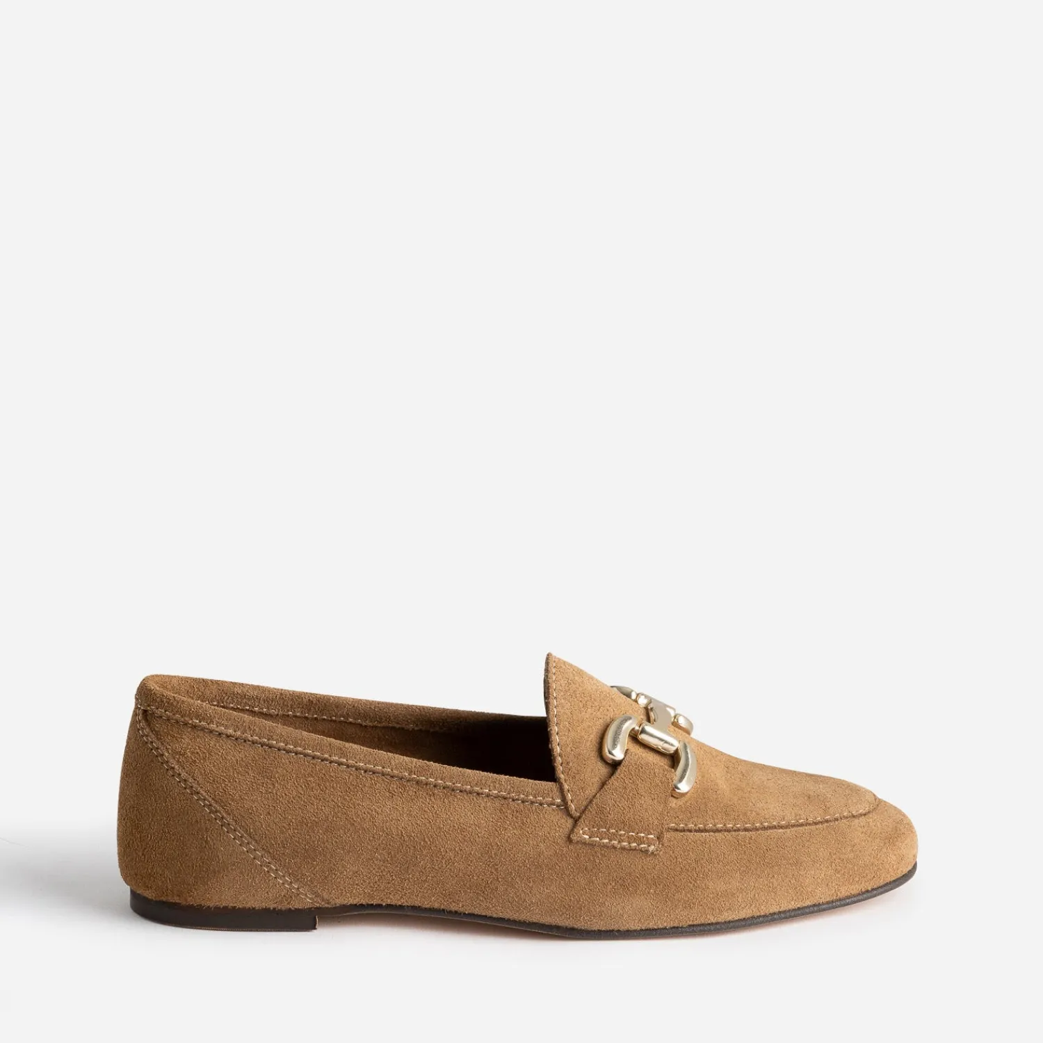 Eram Mocassins/Slippers^Mocassin beige foncé en cuir velours MARRON
