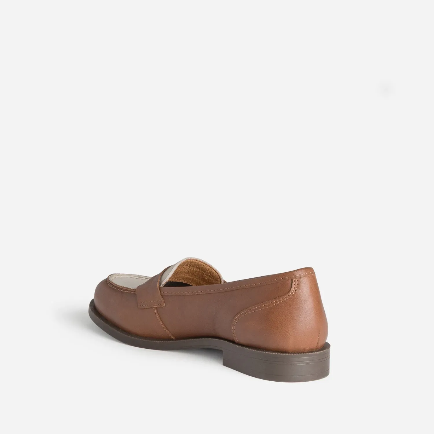 Eram Mocassins/Slippers^Mocassin bicolore et beige cuir COGNAC