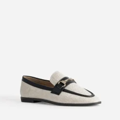 Eram Mocassins/Slippers^Mocassin bi-matière lin et noir BEIGE