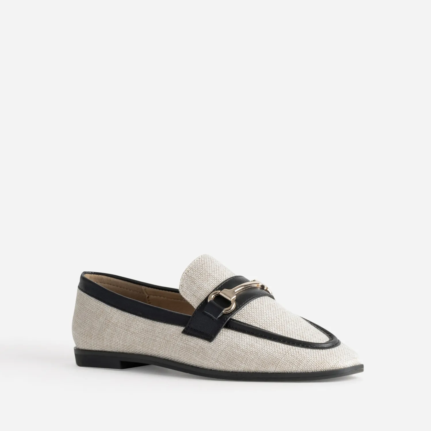 Eram Mocassins/Slippers^Mocassin bi-matière lin et noir BEIGE