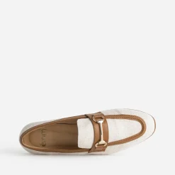 Eram Mocassins/Slippers^Mocassin bi-matière beige lin et COGNAC