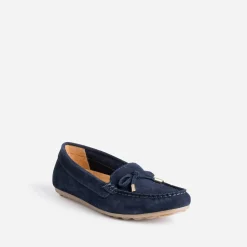 Eram Mocassins/Slippers^Mocassin bleu en cuir velours MARINE