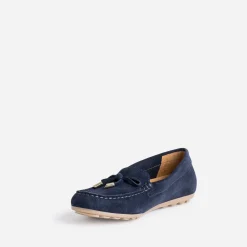 Eram Mocassins/Slippers^Mocassin bleu en cuir velours MARINE
