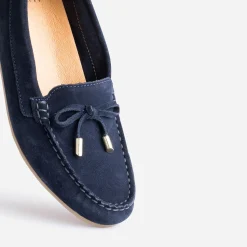 Eram Mocassins/Slippers^Mocassin bleu en cuir velours MARINE