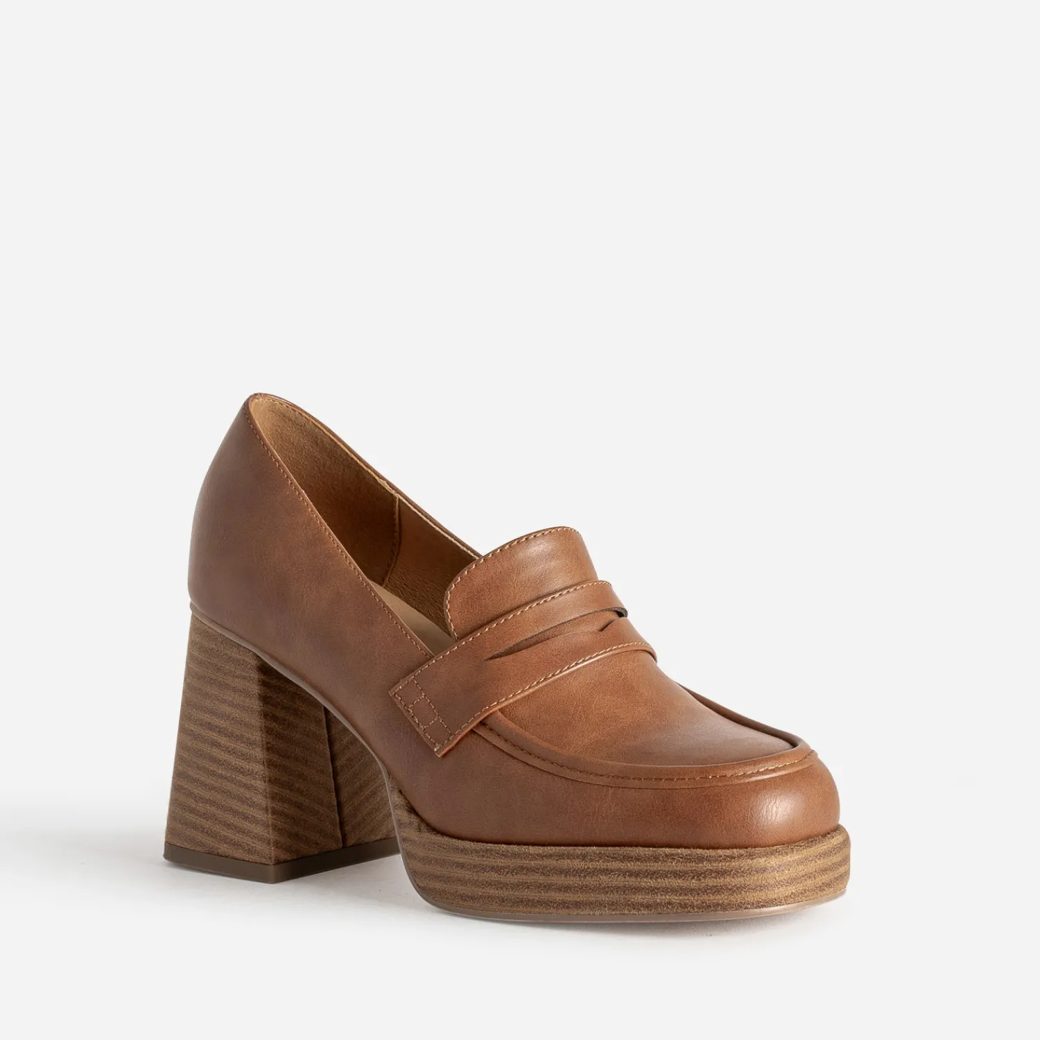 Eram Escarpins^Mocassin à talon et plateforme CAMEL