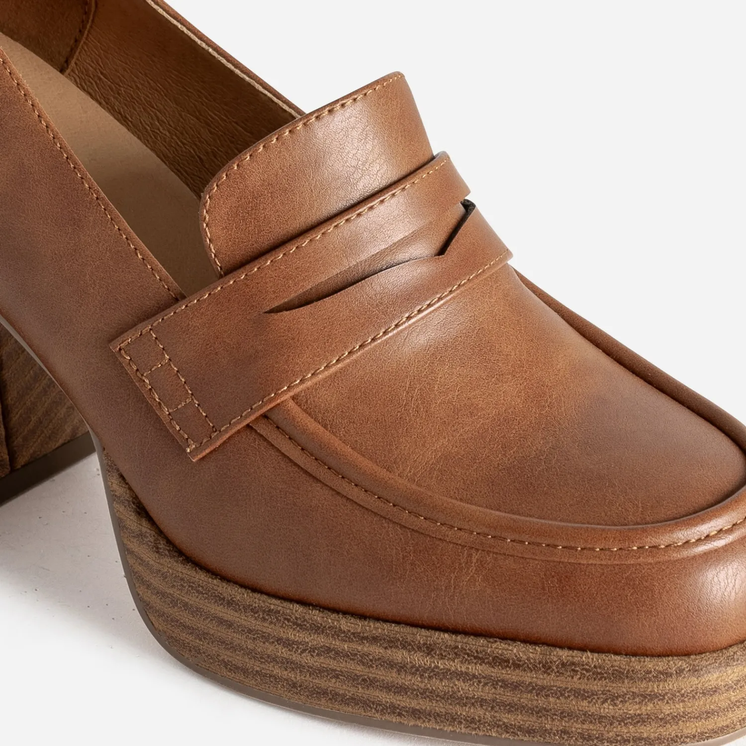 Eram Escarpins^Mocassin à talon et plateforme CAMEL
