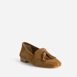 Eram Mocassins/Slippers^Mocassin camel cuir velours à pampilles COGNAC