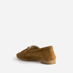 Eram Mocassins/Slippers^Mocassin camel cuir velours à pampilles COGNAC