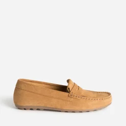 Eram Mocassins/Slippers^Mocassin cuir velours à franges CAMEL