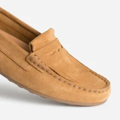 Eram Mocassins/Slippers^Mocassin cuir velours à franges CAMEL