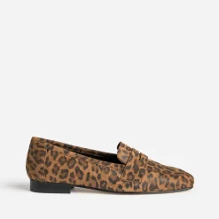 Eram Mocassins/Slippers^Mocassin camel en cuir velours effet léopard IMPRIME