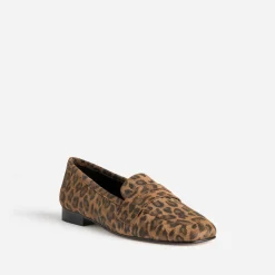Eram Mocassins/Slippers^Mocassin camel en cuir velours effet léopard IMPRIME