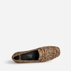 Eram Mocassins/Slippers^Mocassin camel en cuir velours effet léopard IMPRIME