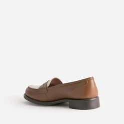 Eram Mocassins/Slippers^Mocassin camel et écru en cuir COGNAC