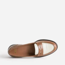 Eram Mocassins/Slippers^Mocassin camel et écru en cuir COGNAC