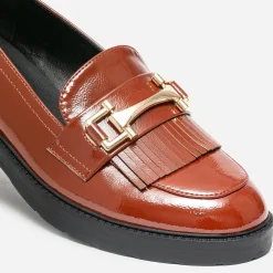Eram Mocassins/Slippers^Mocassin verni à franges COGNAC